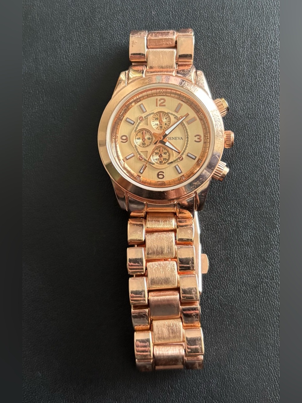 Geneva Rose Gold Men's Metal Bracelet Watch